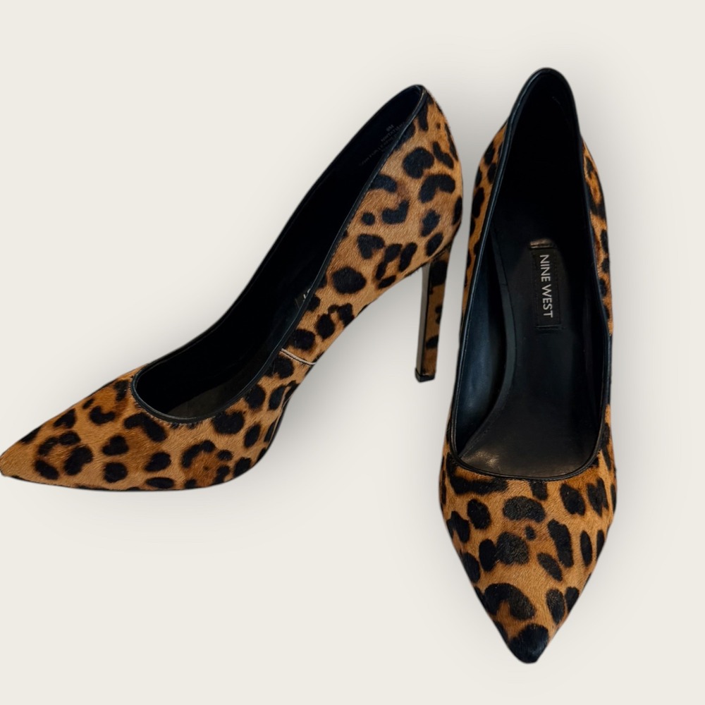 Real Calf Hair Leopard Pumps 9M Y2K Baddie Maximalist 90s Edgy Heel - Picture 3 of 9